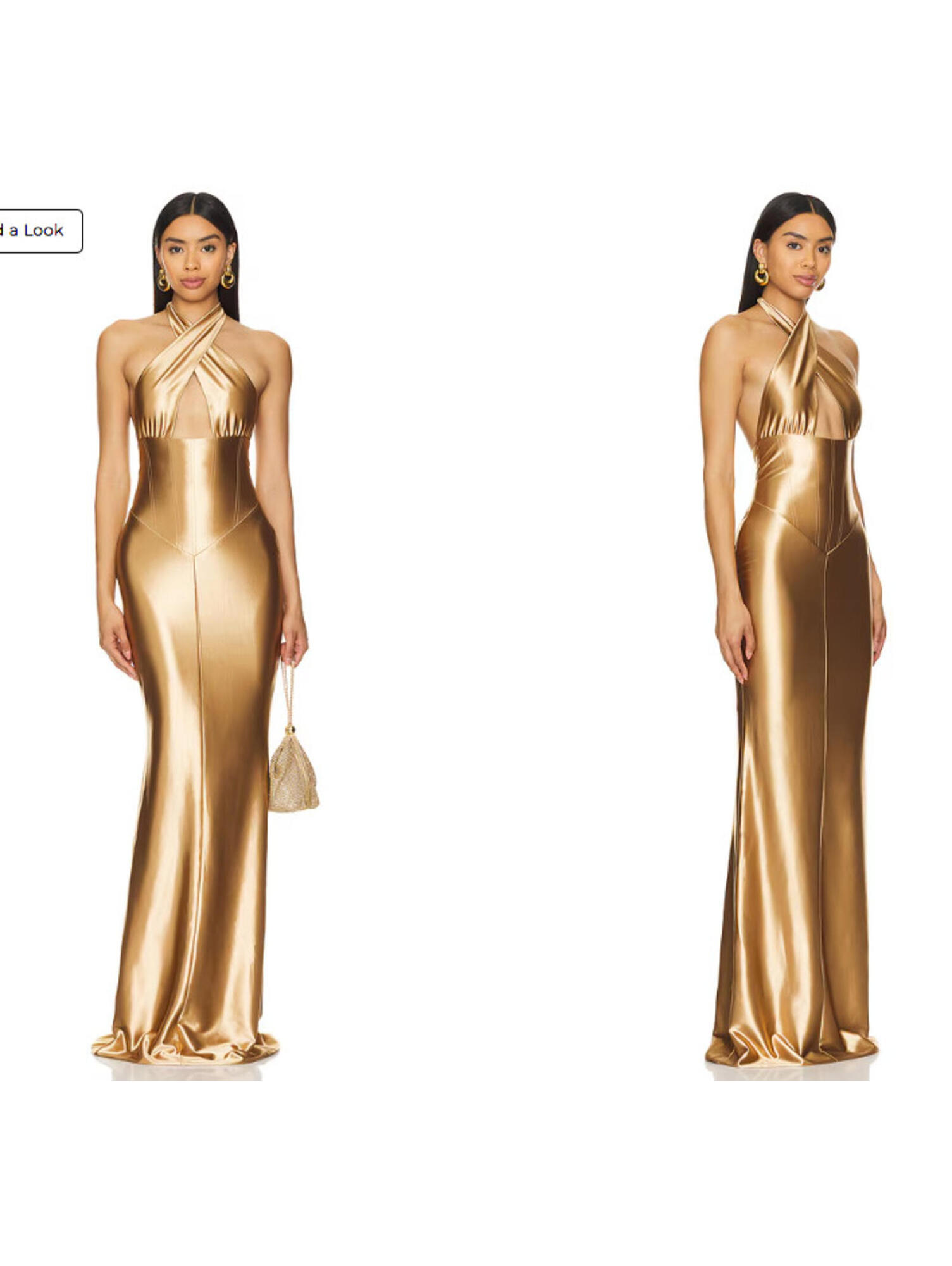 Retrofete Gold Metallic Halter Gown